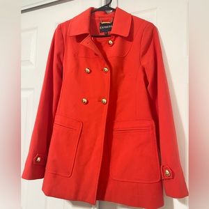 Express Coat. Size: XS, Color: Coral.